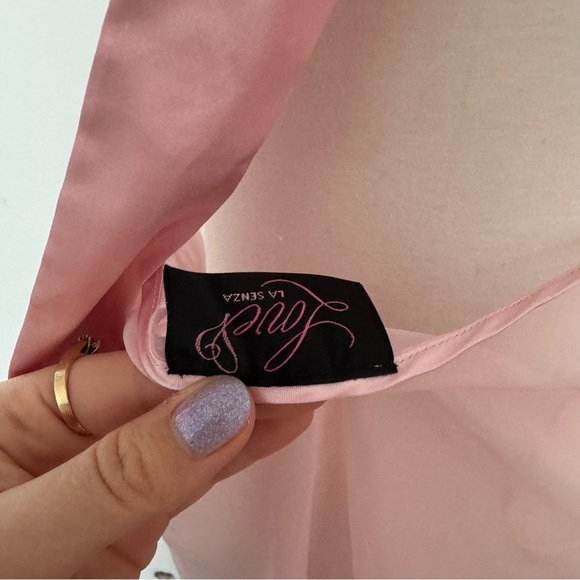 Y2K Elegant Pink Halter Dress Slip Mini Sheer Lingerie coquette Fairycore S\M - Picture 6 of 6